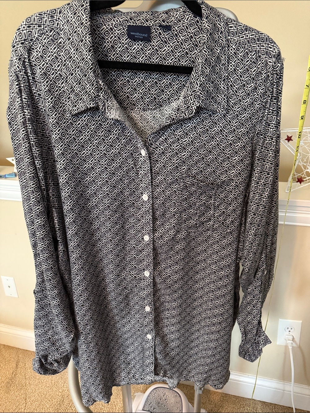 Westbound Black & White Geometric Blouse 3x